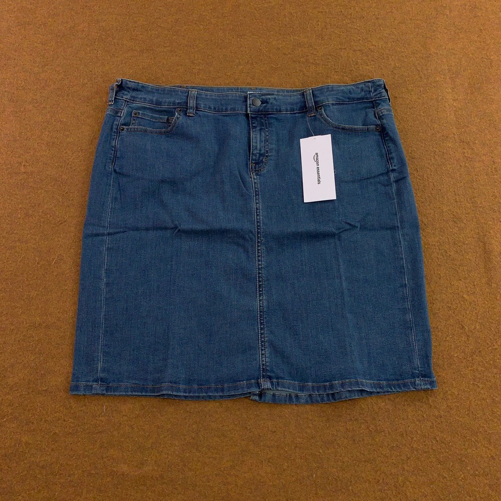 Amazon Essentials Womens 18 Plus Blue Stretch Denim Casual Mini Skirt NWT